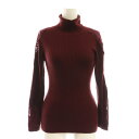 【中古】フレンチパヴェ FRENCH PAVE 美しく透ける肩レースのタートルネックトップス ニット カットソー ボルドー /MI ■OS レディース 【ベクトル 古着】 250723