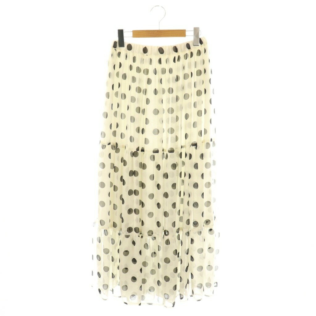 【中古】オブリ OBLI ドット ティアードスカート ギャザースカート M ホワイト ブラック /ES ■OS レディース 【ベクトル 古着】 250731