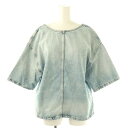 【中古】ザラ ZARA デニム 半袖カットソー バックVネック コットン XS ライトブルー /NR ■OS レディース 【ベクトル 古着】 250730