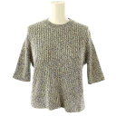 【中古】サクラ SACRA CO/LI MELANGE RIB TOP ニット セーター 半袖 38 ベージュ ブラック /DF ■OS ■SH レディース 【ベクトル 古着】 250731