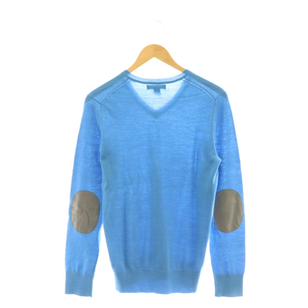 【中古】バナナリパブリック BANANA REPUBLIC エルボーパッチ ニット セーター Vネック M 青 ブルー /AT メンズ 【ベクトル 古着】 250805