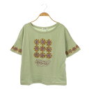 【中古】未使用品 ホコモモラ JOCOMOMOLA Serenidad 花瓶モチーフプリントTシャツ カットソー 半袖 40 ミントグリーン /HK ■OS レ...