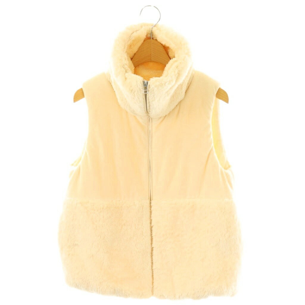 【中古】プリスティン PRISTINE フェイクファー 中綿ベスト オーガニックコットン M アイボリー /ES ■OS ■SH レディース 【ベクトル 古着】 250808