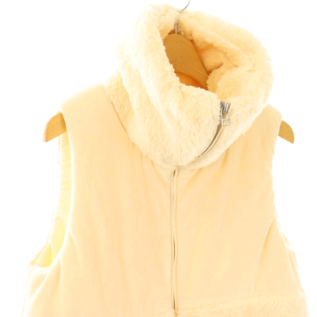 【中古】プリスティン PRISTINE フェイクファー 中綿ベスト オーガニックコットン M アイボリー /ES ■OS ■SH レディース 【ベクトル 古着】 250808