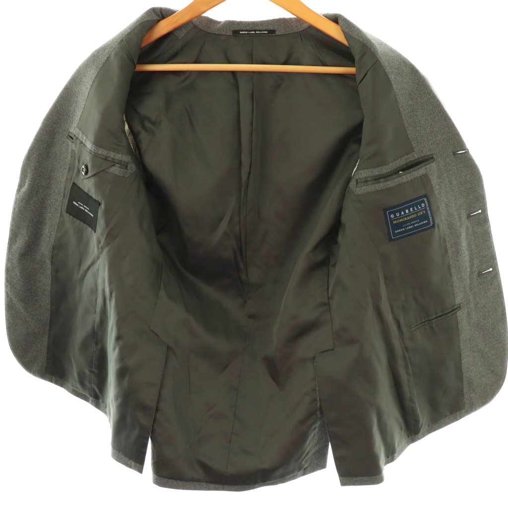 【中古】グリーンレーベルリラクシング ユナイテッドアローズ green label relaxing GUABELLO フラノ風 無地 3B ジャケット テーラード 42 グレー /HK ■OS メンズ 【ベクトル 古着】 250826