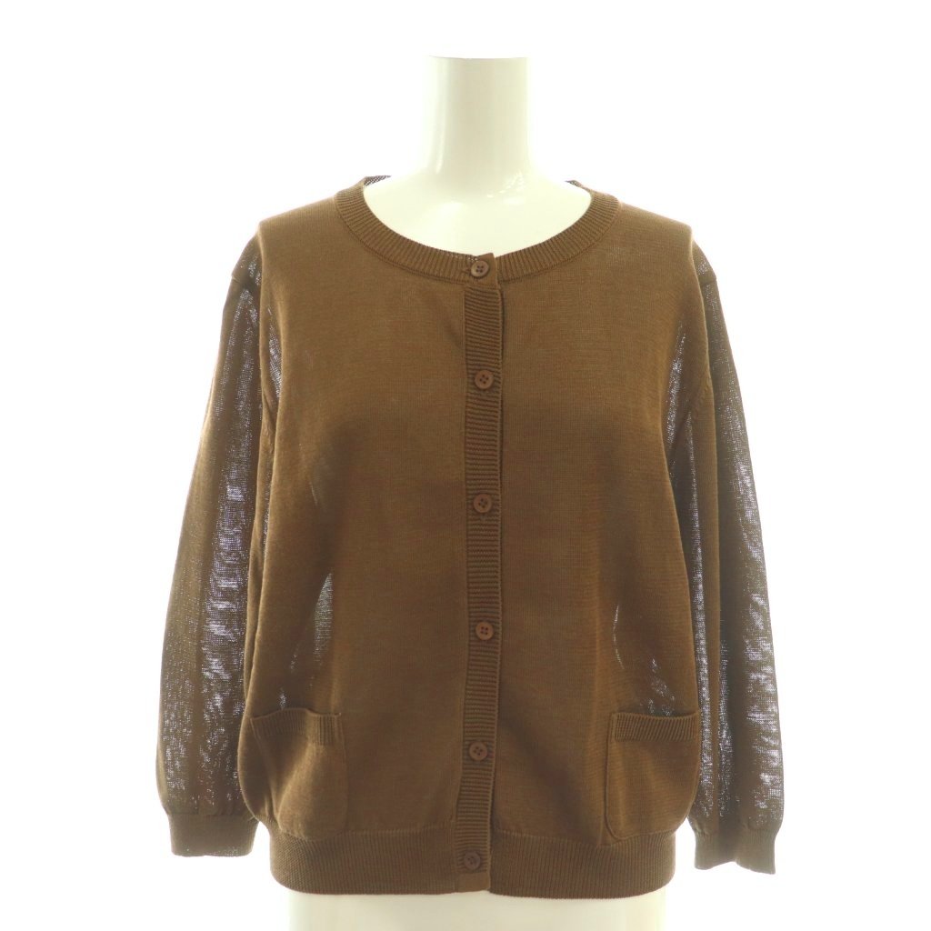 【中古】マーレンダム MARLENEDAM コットン クルーネックカーディガン 七分袖 42 茶 ブラウン /AT ■OS レディース 【ベクトル 古着】 250828