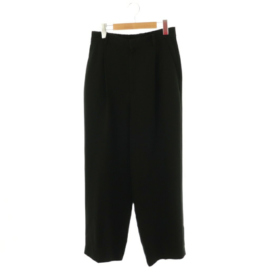 【中古】B&Y ユナイテッドアローズ BEAUTY&YOUTH ビューティー&ユース タック ワイドストレート パンツ ウォッシャブル L ブラック /DF ■OS ■SH レディース 【ベクトル 古着】 250820