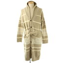 【中古】ジェラートピケオム GELATO PIQUE HOMME ロングカーディガン ボーダー 長袖 ルームウェア L ベージュ /AT ■OS ■SH メンズ...