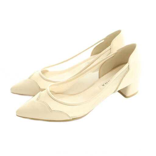 【中古】ダイアナ DIANA 23SS チュールパンプス ポインテッドトゥ チャンキーヒール 24.5cm ライトピンク 14114 /MI ■OS レディース 【ベクトル 古着】 251002(4)