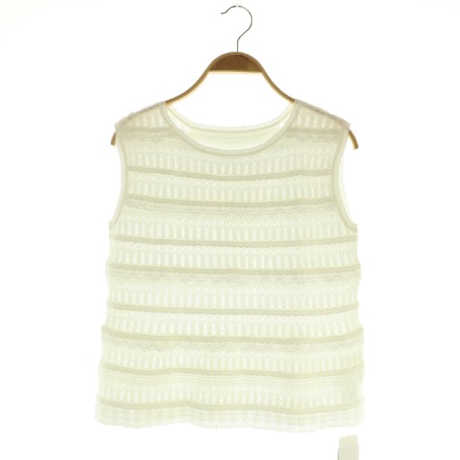 【中古】未使用品 ストロベリーフィールズ STRAWBERRY-FIELDS 25SS 細巾レース レース編みニット ノースリーブ 2 オフホワイト /MY ■OS レディース 【ベクトル 古着】 250922