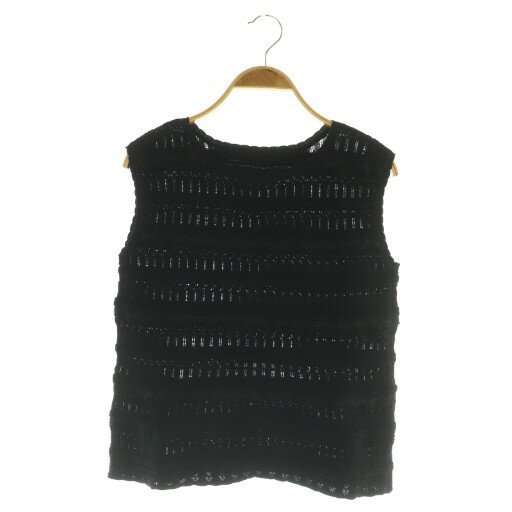 【中古】未使用品 ストロベリーフィールズ STRAWBERRY-FIELDS 25SS 細巾レース レース編みニット ノースリーブ 2 ブラック /MY ■OS レディース 【ベクトル 古着】 250922