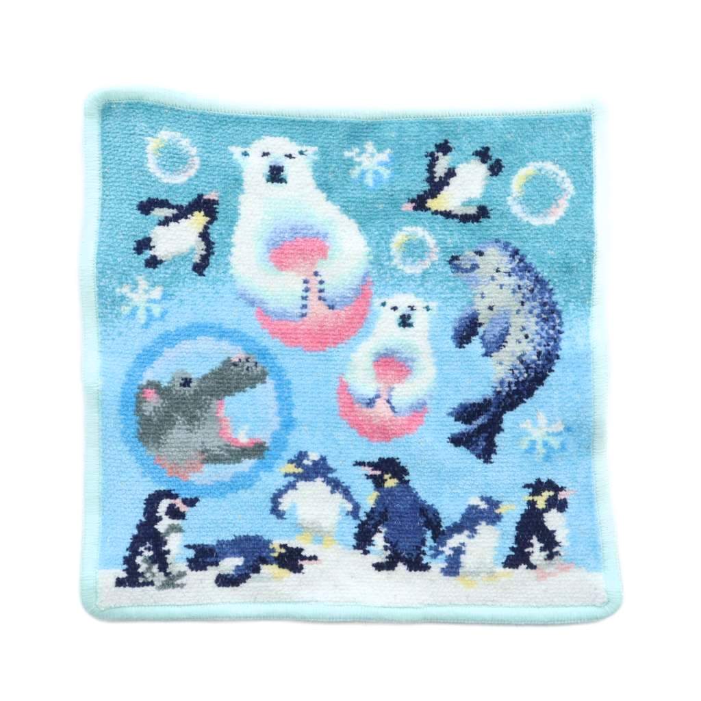 【中古】フェイラー FEILER ラブラリーバイ LOVERARY BY アサヒヤマアクアフレンズ 旭山動物園コラボ タオルハンカチ マルチカラー ライトブルー ネイビー 白 ホワイト 動物柄 アニマル柄 ペンギン シロクマ アザラシ カバ /RI ■OS レディース 【ベクトル 古着】 251104