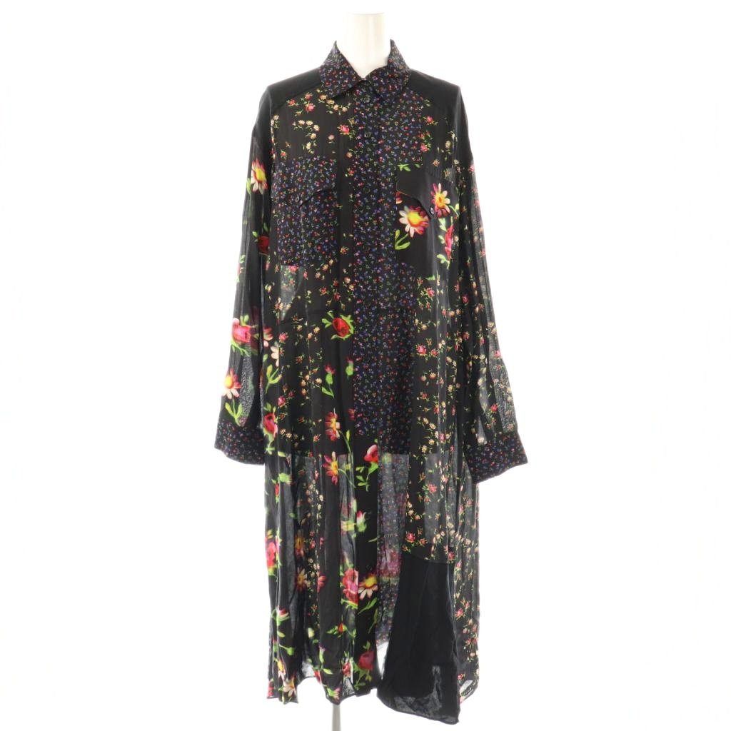 【中古】マックキュー McQ 花柄シャツワンピース IT36 ブラック マルチカラー /DO ■OS レディース 【ベクトル 古着】 251006(4)