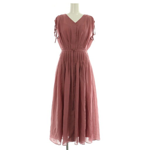 【中古】アプワイザーリッシェ Apuweiser-riche ギャザーショルダータックワンピース ロング ノースリーブ ベルト付 2 ピンク /MY ■OS レディース 【ベクトル 古着】 251017