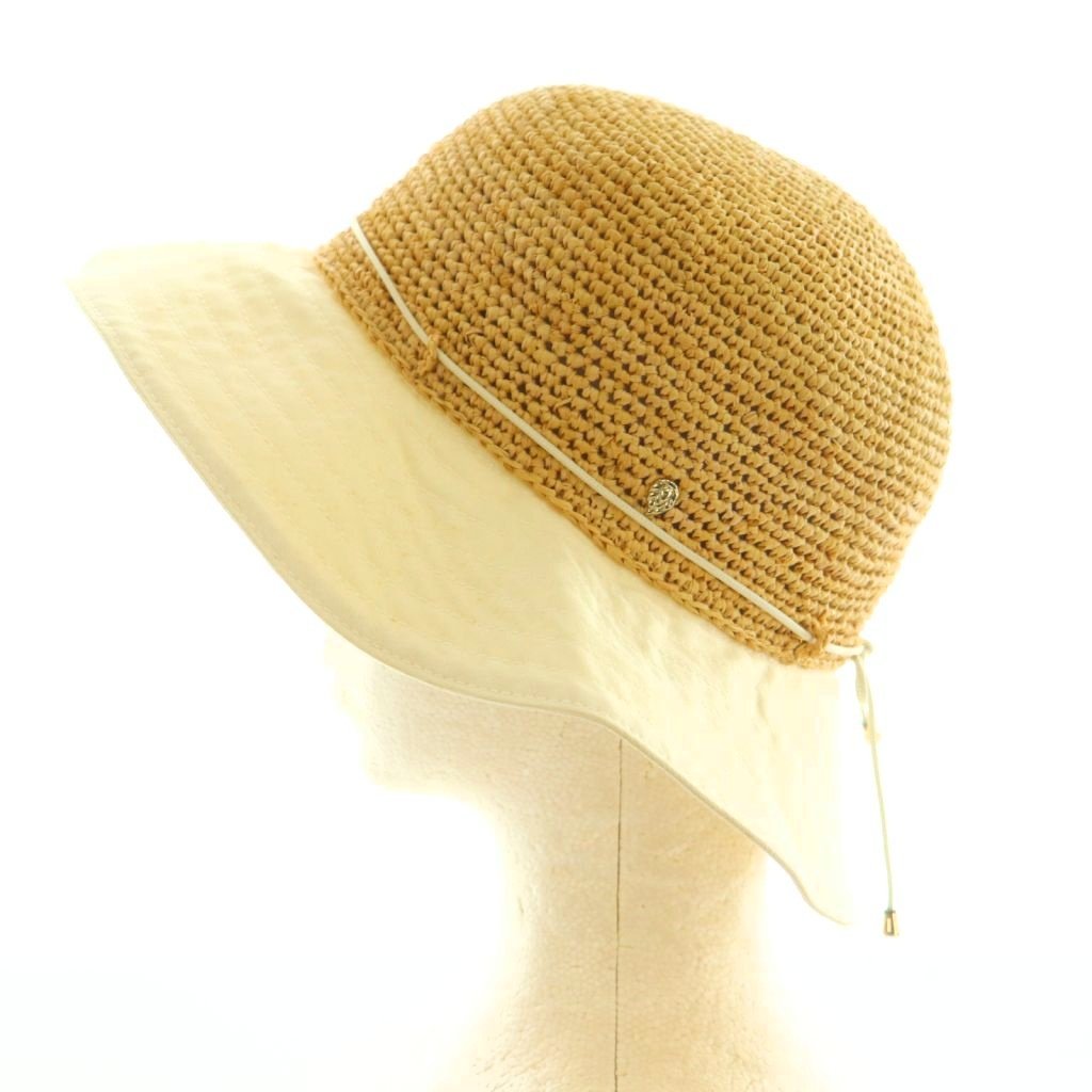 【中古】ヘレンカミンスキー HELEN KAMINSKI ラフィア×コットン ハット 麦わら帽子 ONE SIZE ベージュ アイボリー /MI ■OS レディース 【ベクトル 古着】 251014