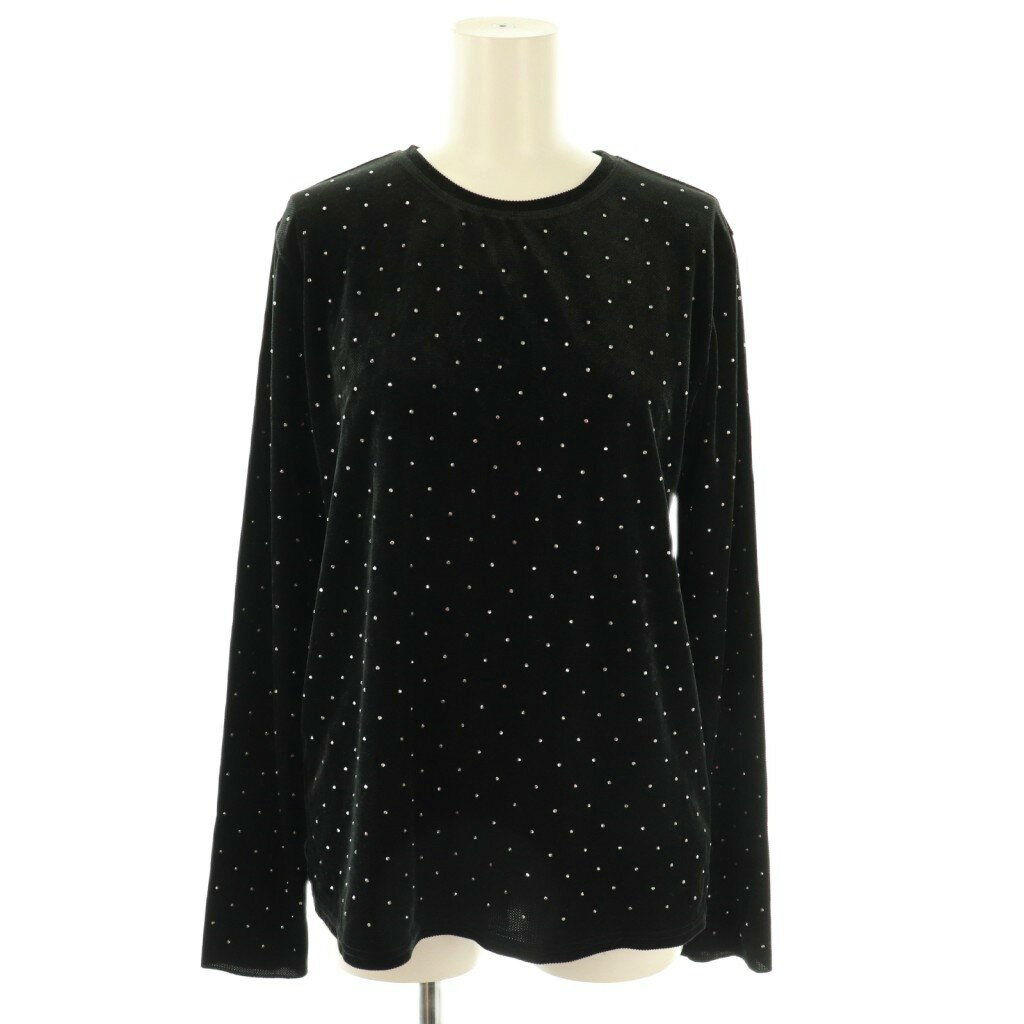 【中古】ストロベリーフィールズ STRAWBERRY-FIELDS 24AW ラインストーンフロッキープルオーバー カットソー ブラック 黒 /CX ■OS レディース 【ベクトル 古着】 251110