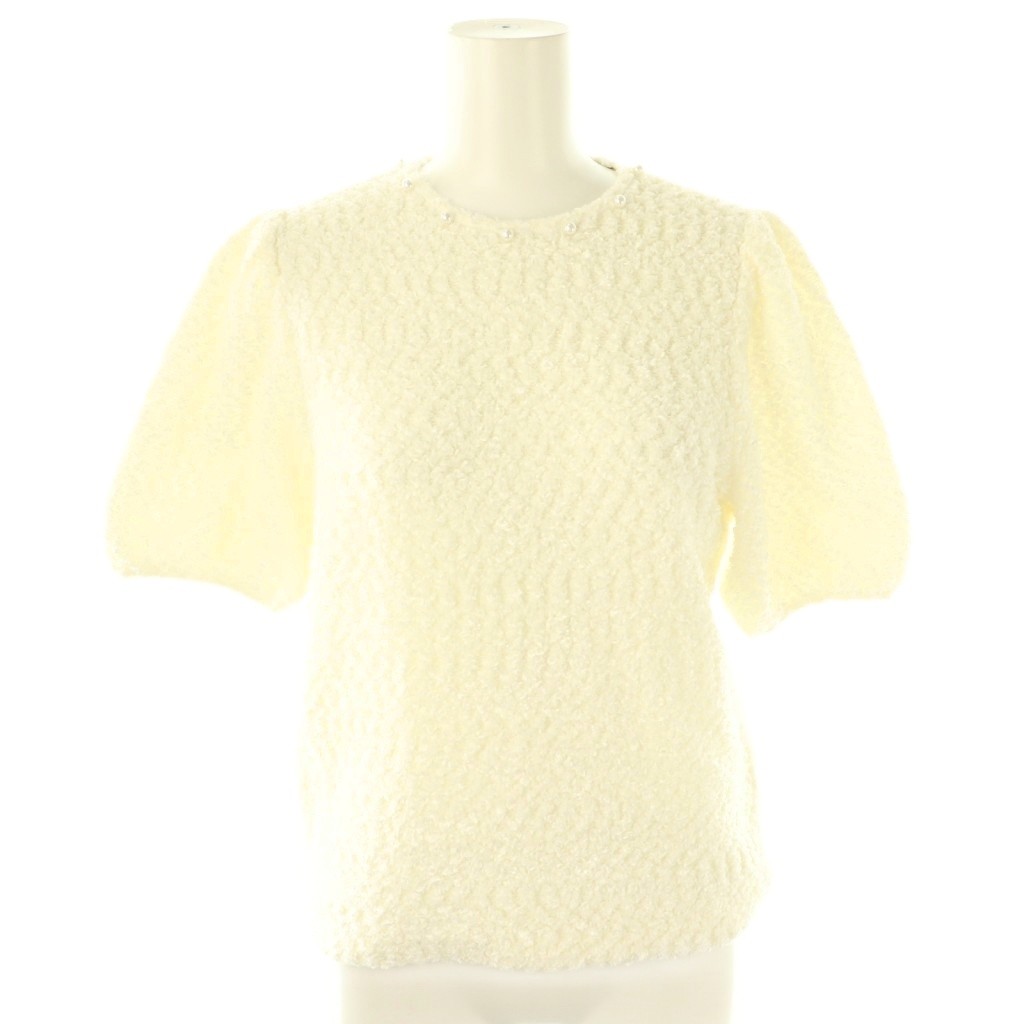 【中古】ルネ Rene 24年 リボンツイードプルオーバー ニット 半袖 34 白 ホワイト /AT ■OS レディース ..