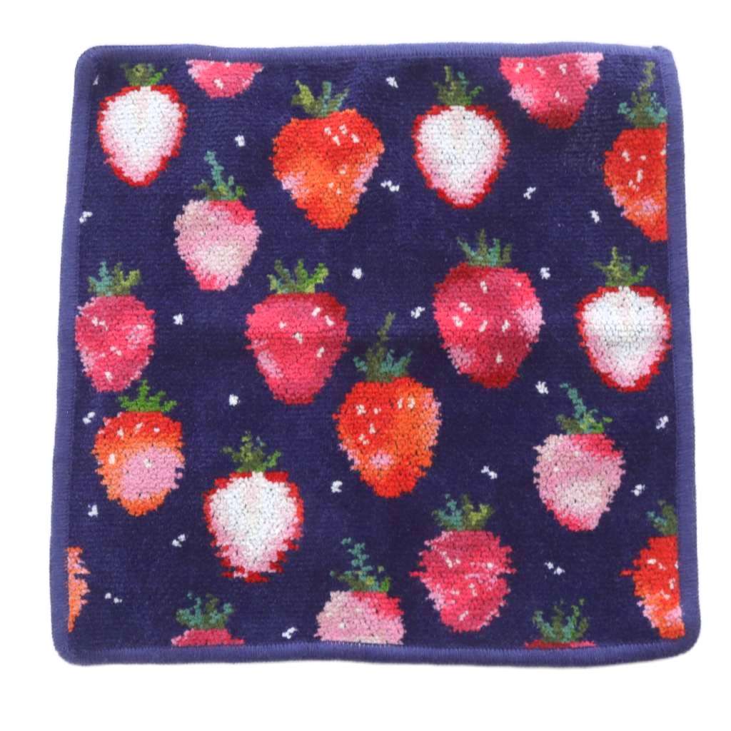 【中古】フェイラー FEILER ラブラリーバイ ストロベリードット タオルハンカチ 紺 ネイビー 赤 レッド /SR レディース 【ベクトル 古着】 251105