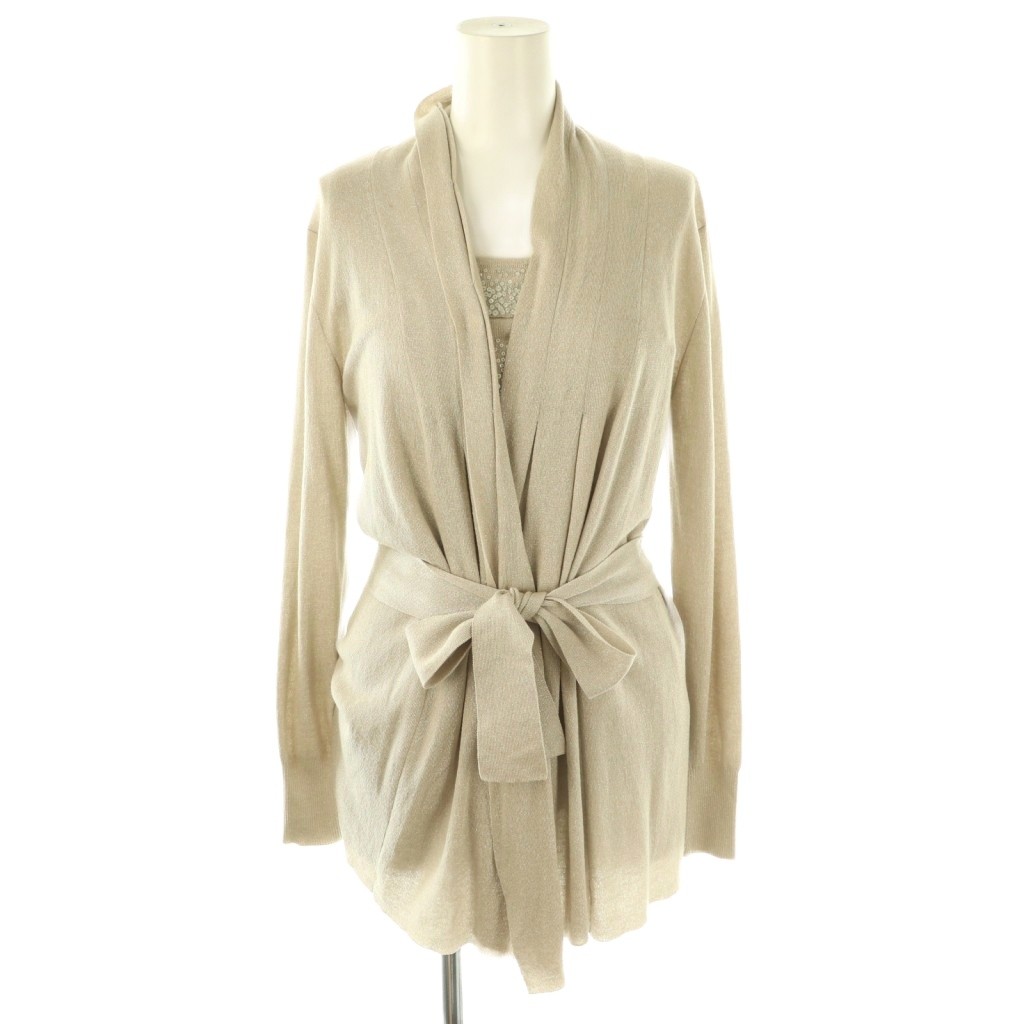 【中古】トラサルディ TRUSSARDI アンサンブルニット スパンコール装飾ラメニット カットソー カーディ..