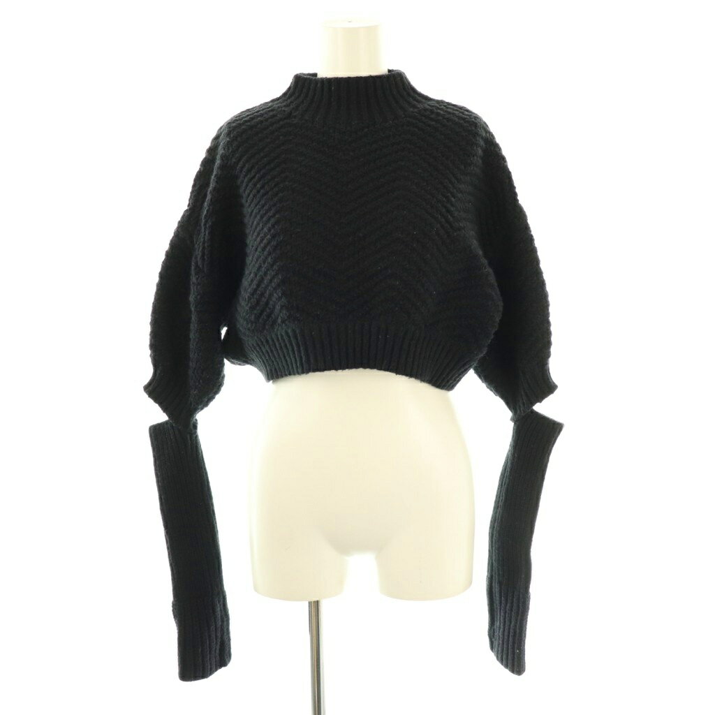 【中古】スナイデル SNIDEL クロップドハイネックアームウォーマーニットプルオーバー セーター 五分袖..