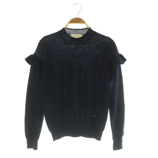【中古】チェスティ Chesty フリルニット セーター 長袖 モックネック F ネイビー /MY ■OS レディース ..