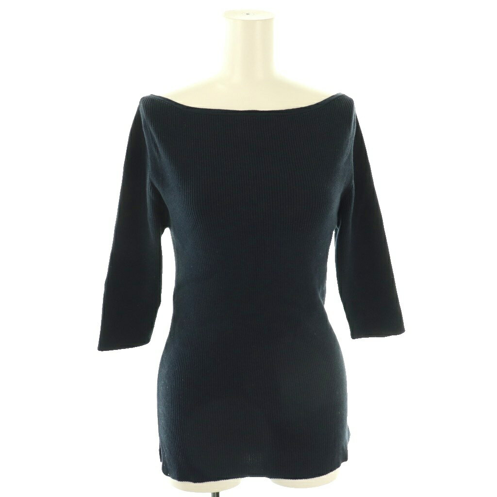 【中古】プラージュ Plage ボートネック七分袖リブニット カットソー ネイビー /HK ■OS ■SH レディース 【ベクトル 古着】 251106