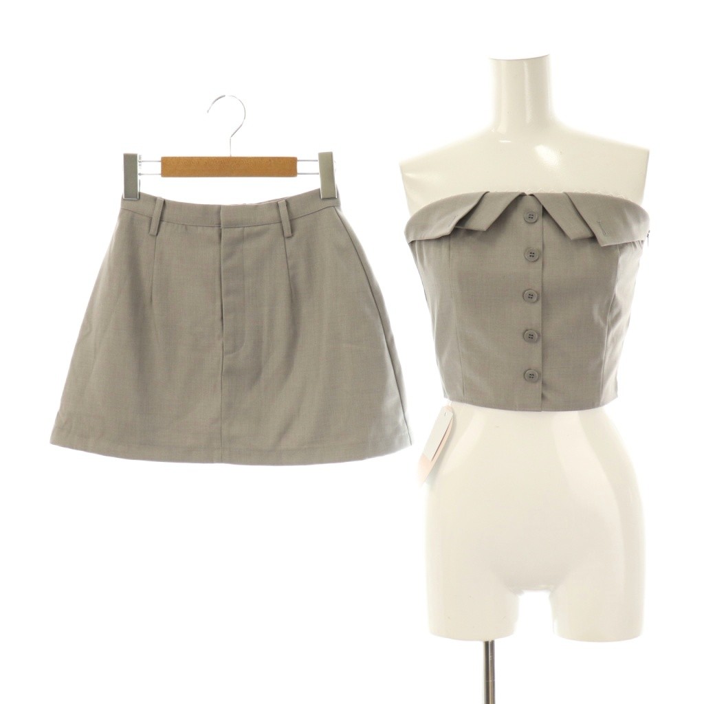 【中古】未使用品 ダーリッチ Darich 近年モデル カラーデザインベアトップ ハイライズタイトミニスカート セットアップ S グレー /DF ■OS レディース 【ベクトル 古着】 251112