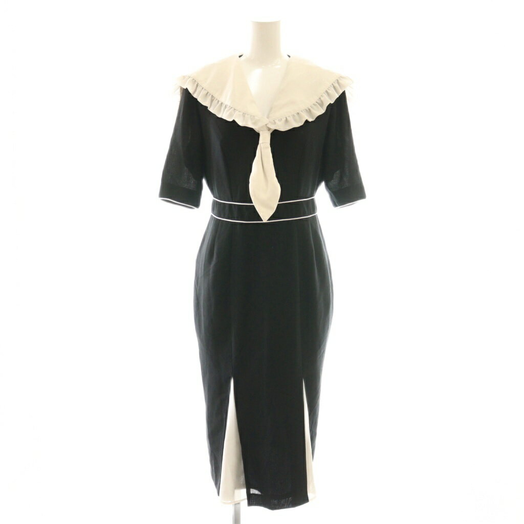 【中古】パメオポーズ PAMEO POSE Betty Dress セーラーカラー ワンピース ロング M ブラック ホワイト /DF ■OS レディース 【ベクトル 古着】 251107
