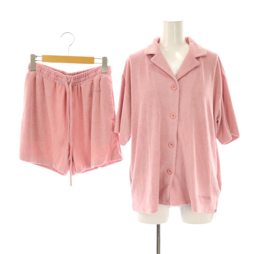 【中古】未使用品 ジェラートピケ gelato pique 24SS サマーカラーパイルシャツ ショートパンツセット パジャマ ナイトウェア F ピンク /DF ■OS レディース 【ベクトル 古着】 251113