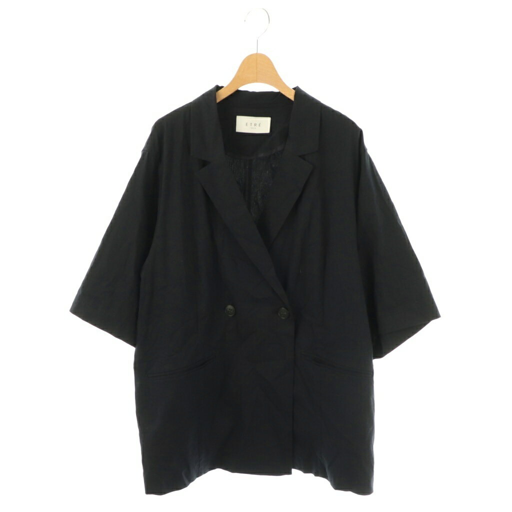 【中古】エトレトウキョウ ETRE TOKYO 25SS コットンリネンハーフスリーブジャケット テーラード 七分袖 M ネイビー /HK ■OS レディース 【ベクトル 古着】 251120