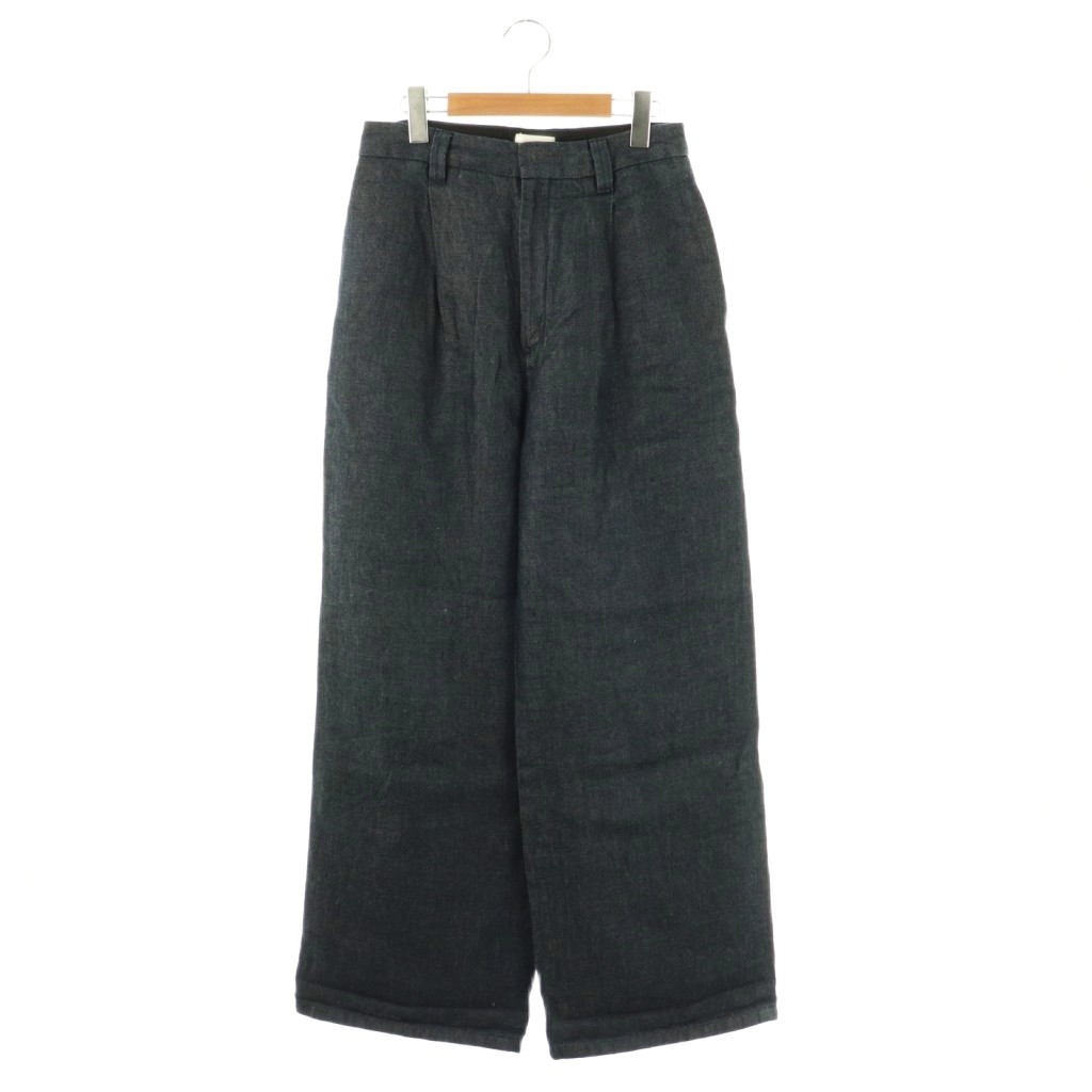 リトローヴ RETROVE 25SS アパルトモン LINEN DENIM PANTS パンツ ワイド リネン 36 ブルー /HK ■OS レディース  251120
