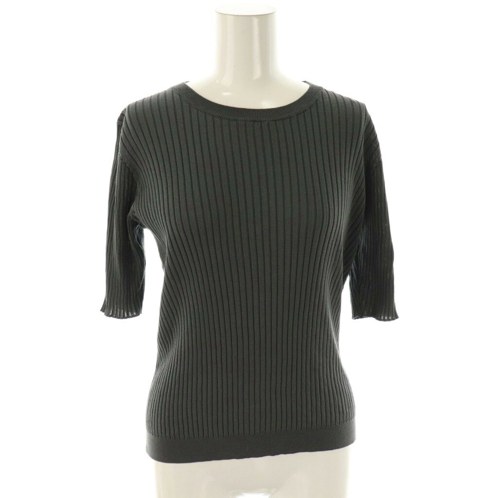 【中古】エブール ebure 24SS シアーコットンアセテートリブニットプルオーバー カットソー 38 チャコ..