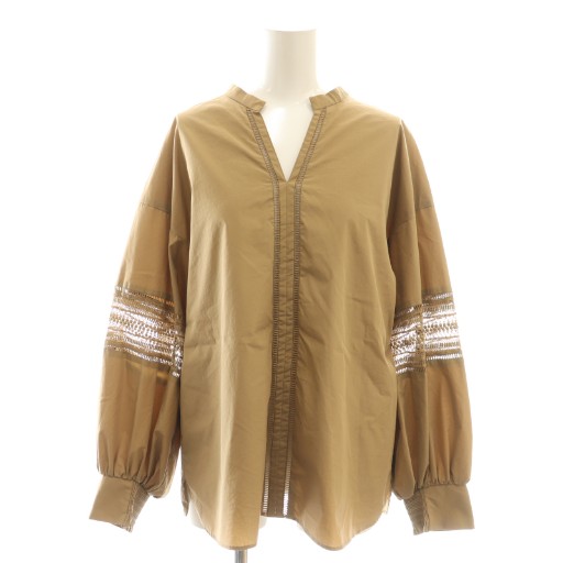 【中古】パリゴ PARIGOT レース切替L/Sプルオーバーシャツ ブラウス F ベージュ /DF ■OS レディース 【ベクトル 古着】 251205