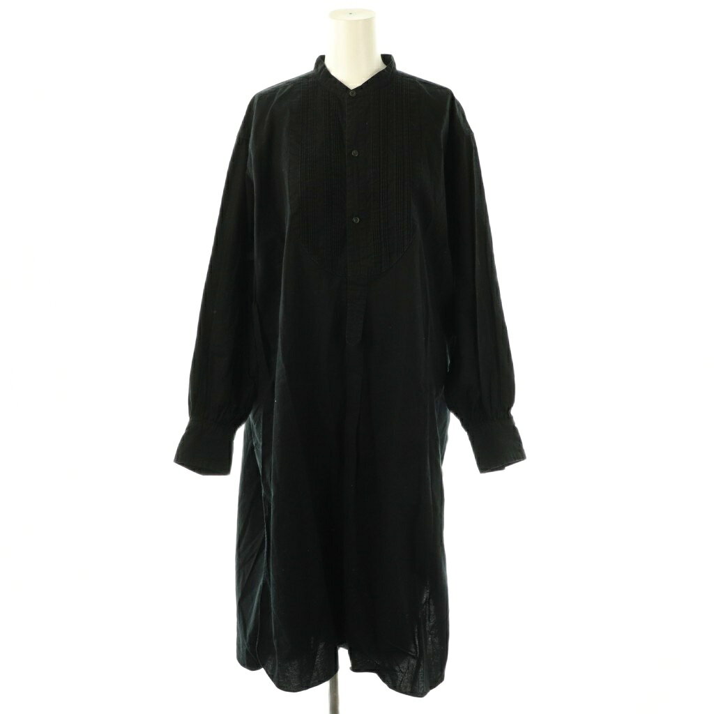 【中古】リノ LENO PIN TUCK DRESS ワンピース シャツワンピース 9 黒 ブラック /C...