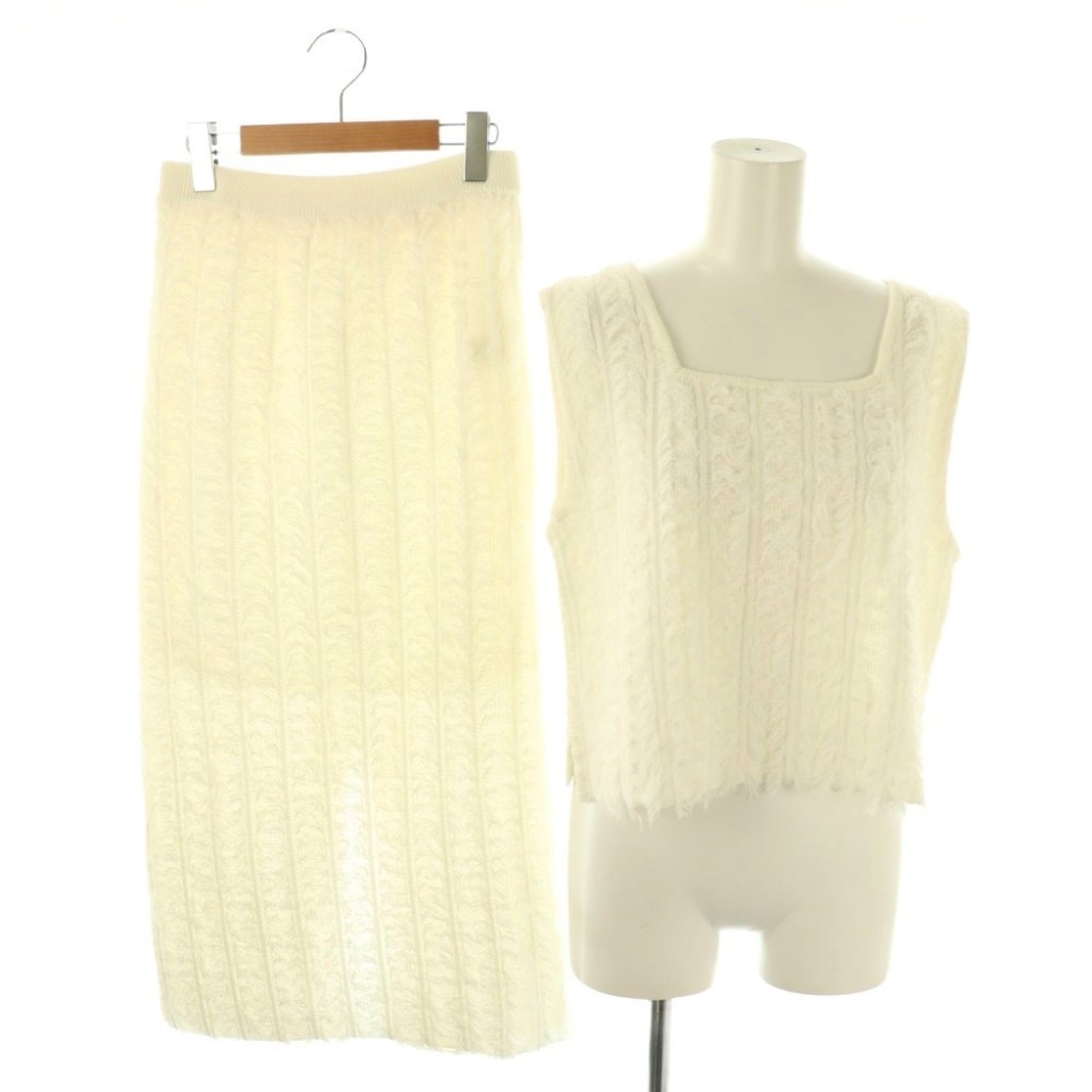 【中古】メゾンドドルチェ MaisondeDolce セットアップ サマーニット ノースリーブカットソー スカート F オフホワイト /DO ■OS レディース 【ベクトル 古着】 251205