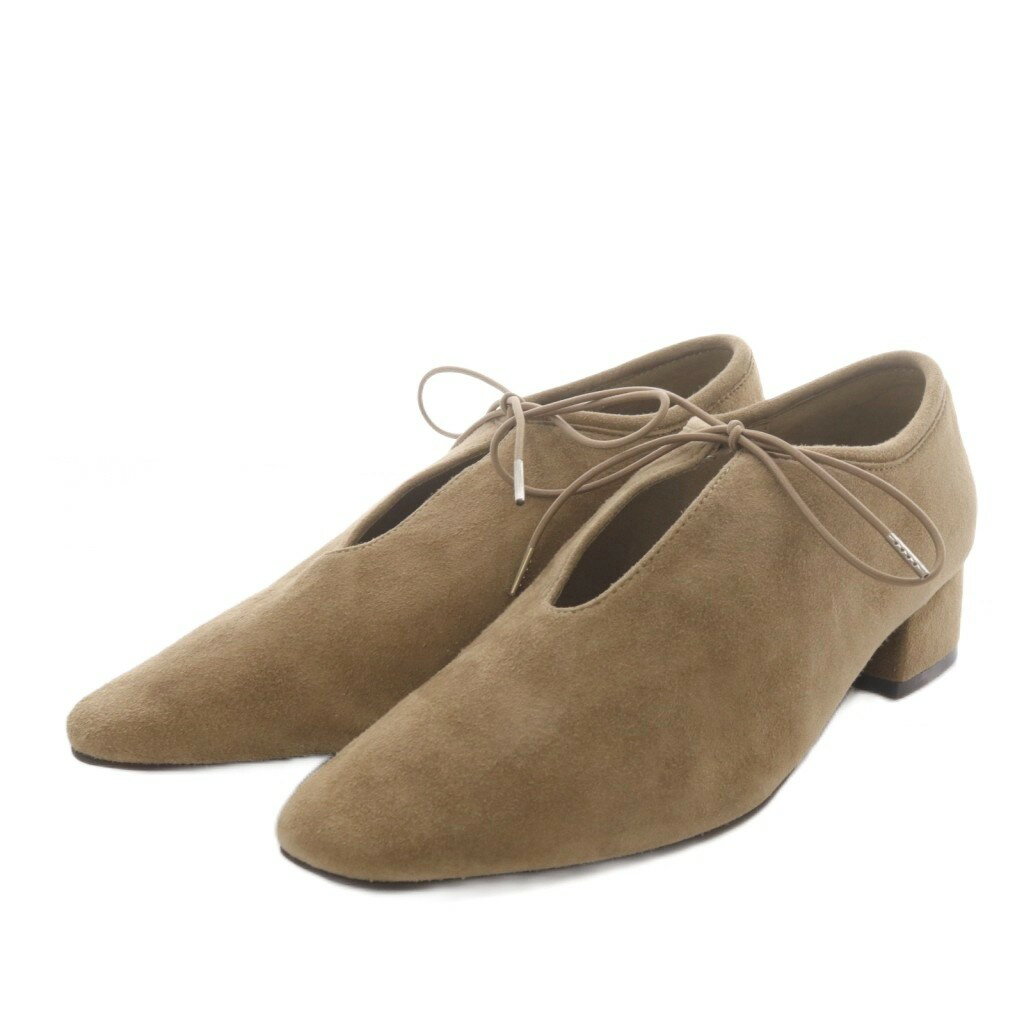 3.5cmレザーレースアップパンプス