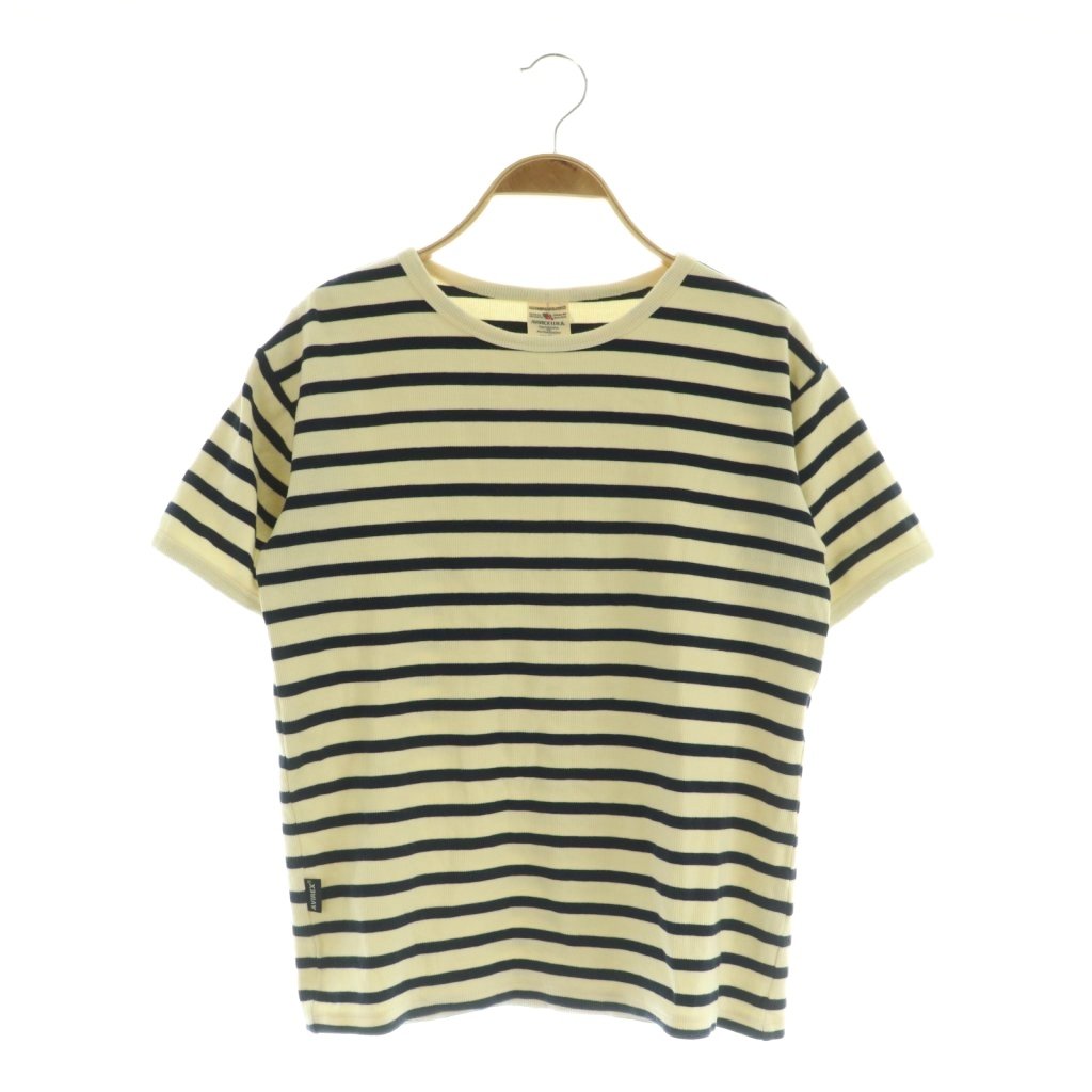 【中古】アヴィレックス AVIREX ボーダークルーネック半袖Tシャツ ストレッチ M ネイビー /MY ■OS メンズ 【ベクトル 古着】 260117(4.0)