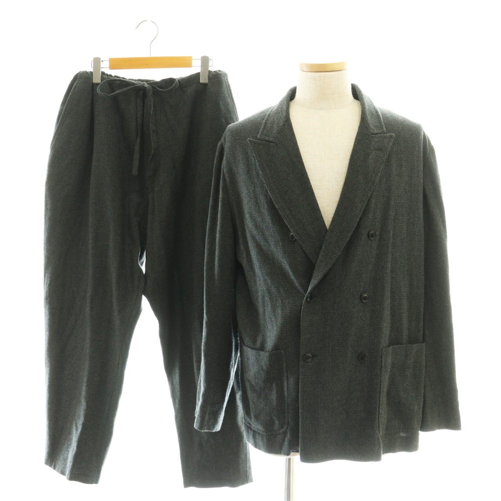 【中古】コモリ COMOLI 強縮ウールダブルブレステッドジャケット×イージーパンツ セットアップ 3 2 ダークグレー /DF ■OS メンズ 【ベクトル 古着】 260120