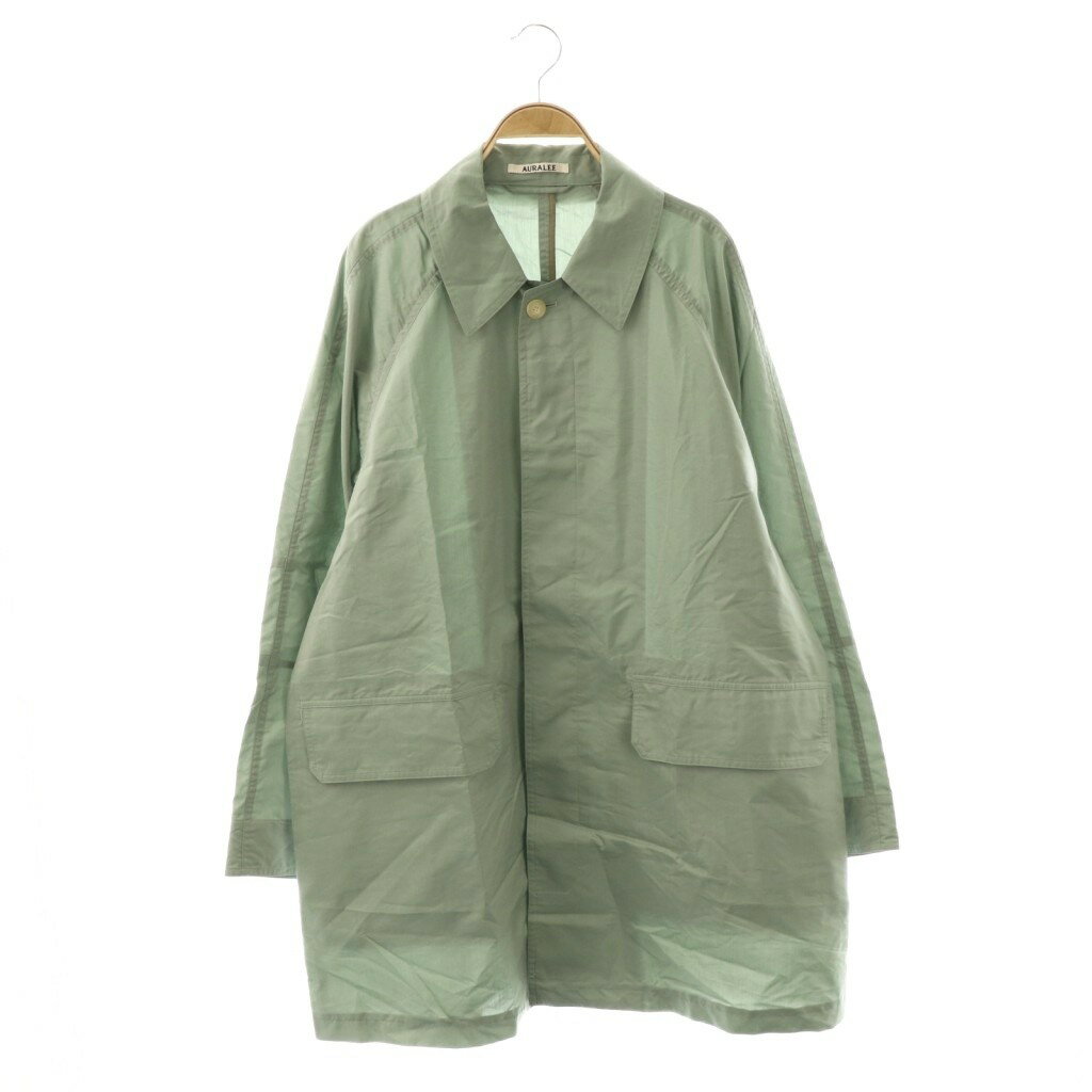 【中古】オーラリー AURALEE A9SC01PWLIGHT FINX POLYESTER SOUTIEN COLLAR COATステンカラーコート スプリングコート コットン 4 黄緑 /NR ■OS レディース 【ベクトル 古着】 2...