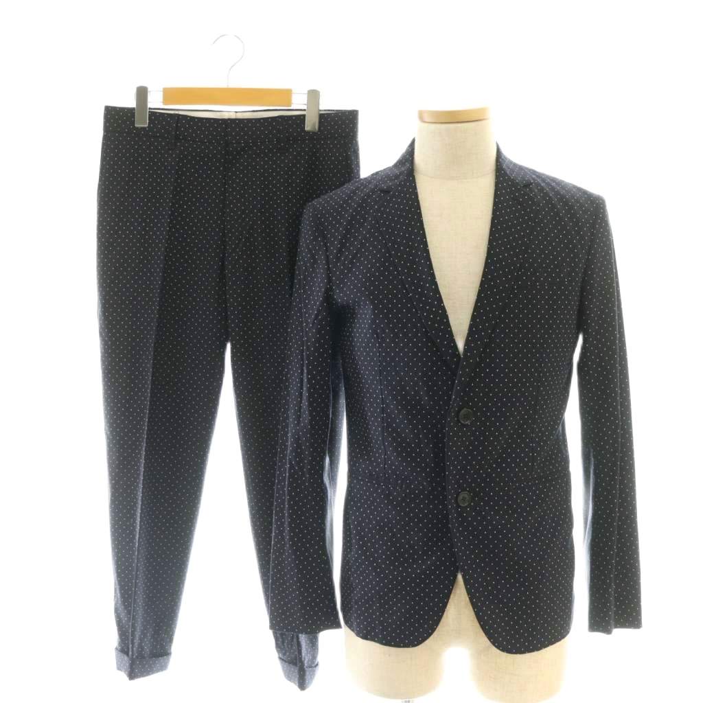 【中古】ヴァリスバイファクトタム VALLIS by FACTOTUM ドット柄 スーツ セットアップ テーラードジャケット パンツ 46 ネイビー /DF ■OS ■SH メンズ 【ベクトル 古着】 260116