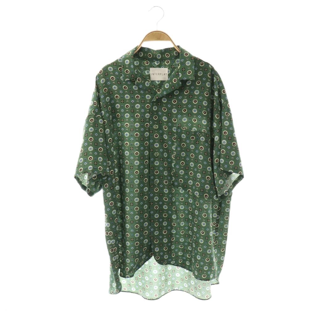 インタープレイ INTERPLAY Open Collar S/S Over Size Shirt シャツ F グリーン マルチカラー /DO ■OS ■SH メンズ  260119