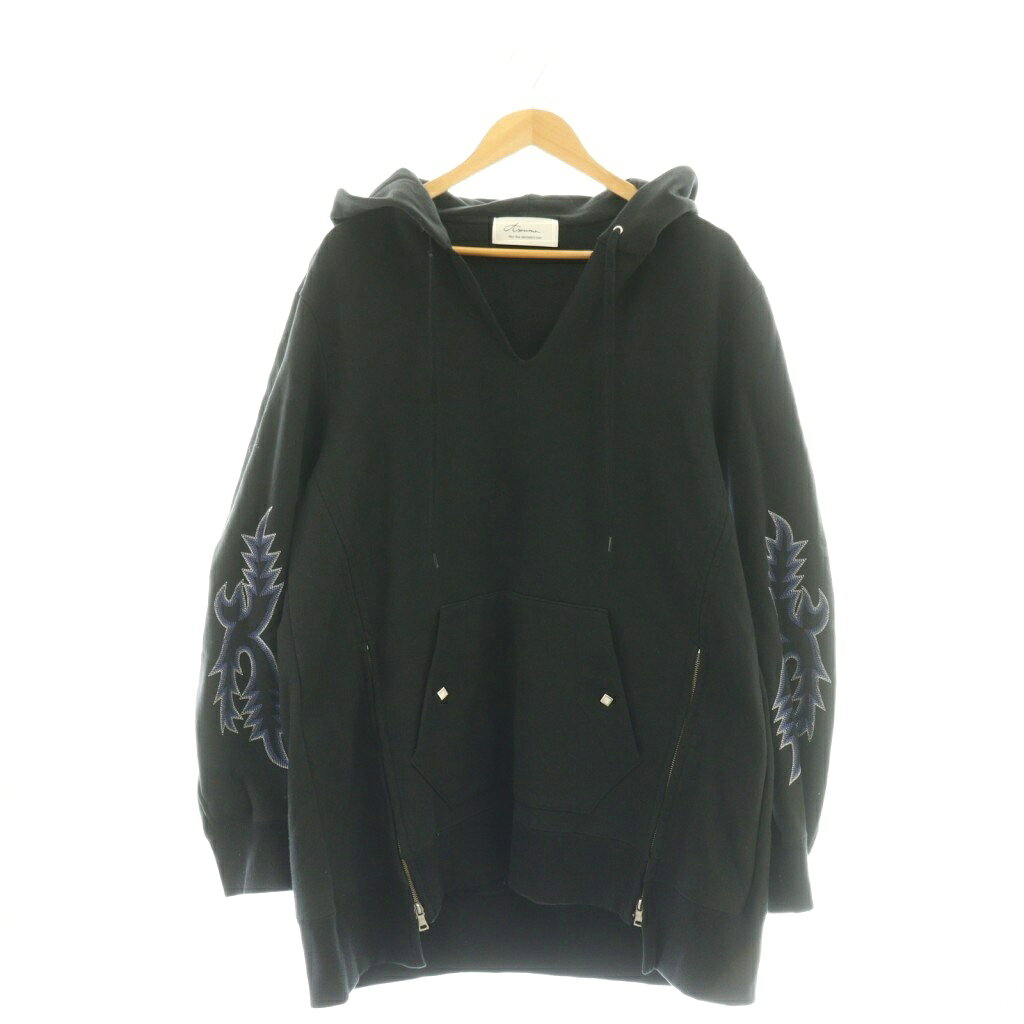 【中古】アズマ Azuma. J/WESTERN EMBROIDELY SLIT PARK パーカー ウエスタン刺繍 0 ブラック /CX ■OS ■SH メンズ 【ベクトル 古着】 260116