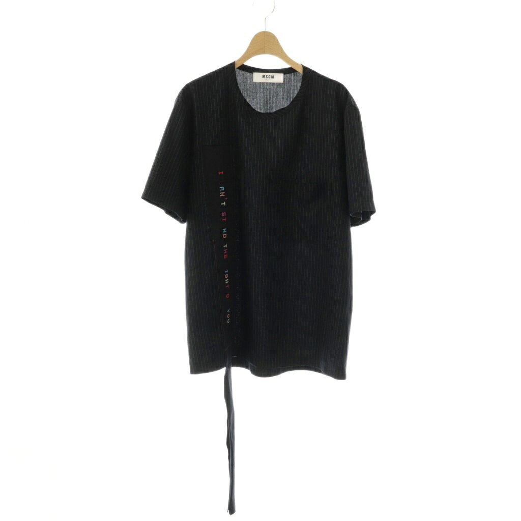 エムエスジーエム MSGM Stripe S/Sトップス カットソー 46 ブラック ホワイト マルチカラー /DO ■OS ■SH メンズ  260115