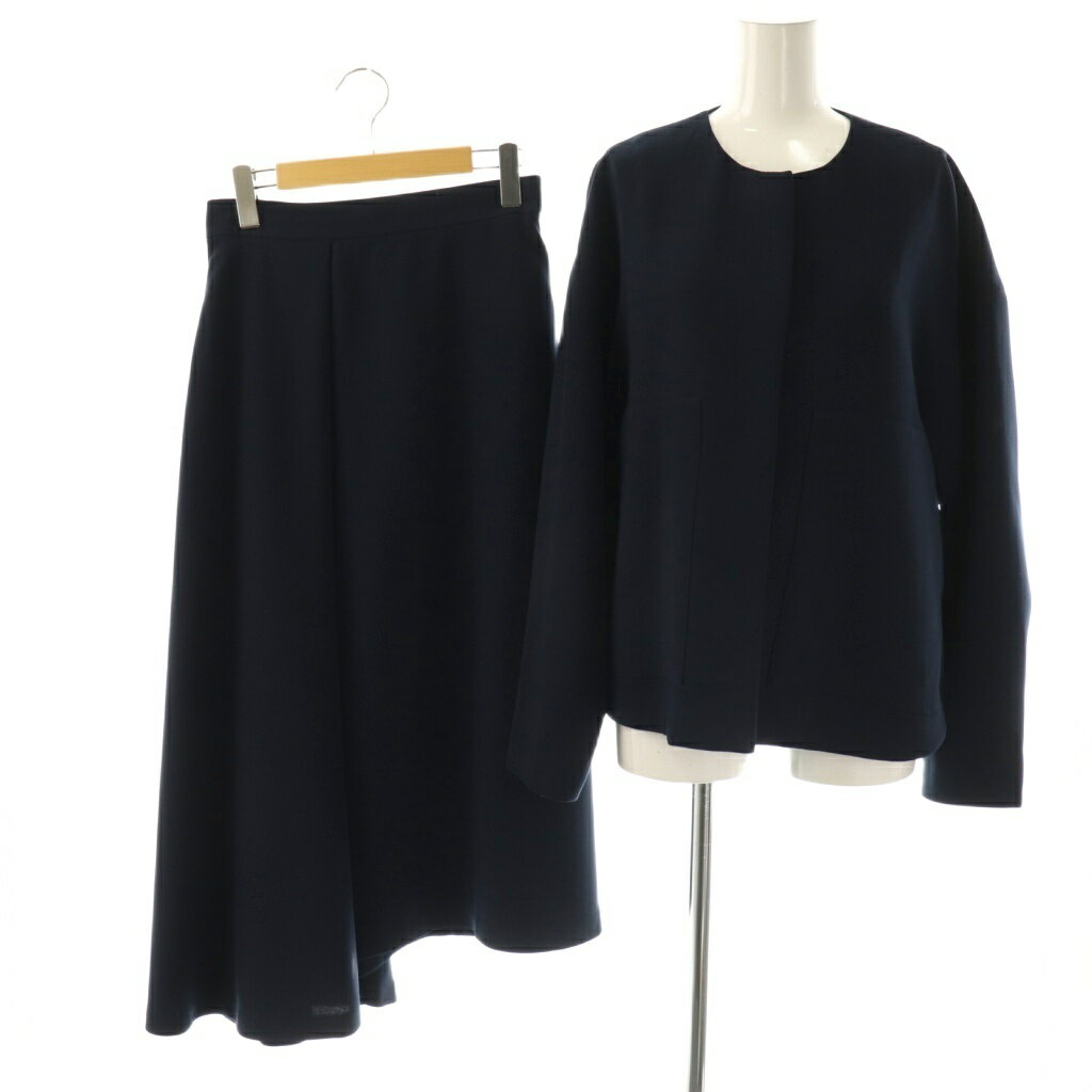 【中古】アドーア ADORE 23AW セットアップスーツ クリアドライジョーゼット ジャケット スカート 38 ネイビー /DO ■OS レディース 【ベクトル 古着】 260115