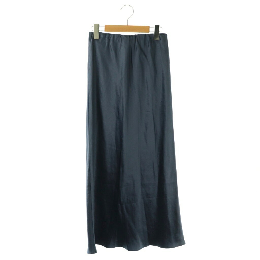 【中古】ノーブル NOBLE 23AW ナローAラインサテンスカート ロング セミフレア F 紺 /NR ■OS レディース 【ベクトル 古着】 260130