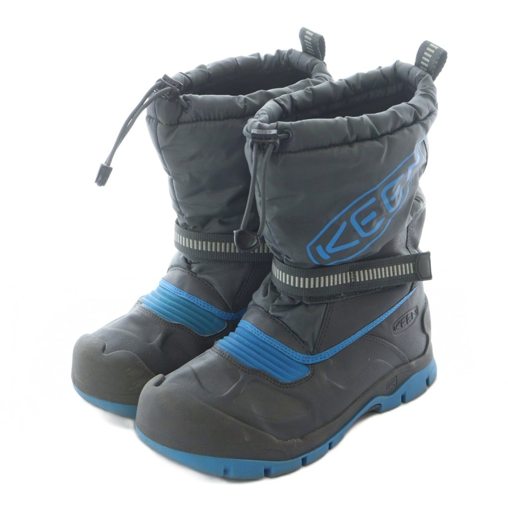【中古】キーン KEEN SNOW TROLL WP スノー トロール ウォータープルーフ ウィンターブーツ スノーブーツ 22cm Magnet/Blue Aster 青 黒 ブラック ドローコード付き 1026755 ■SH /RI ■OS キッズ 【ベクトル 古着】 260204