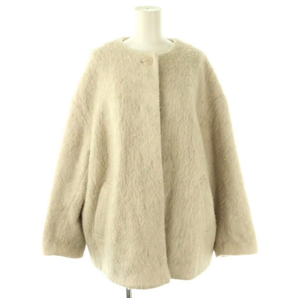 【中古】シップス エニィ SHIPS any 25AW シャギー ノーカラー コクーン コート アウター ベージュ /DF ■OS レディース 【ベクトル 古着】 260204