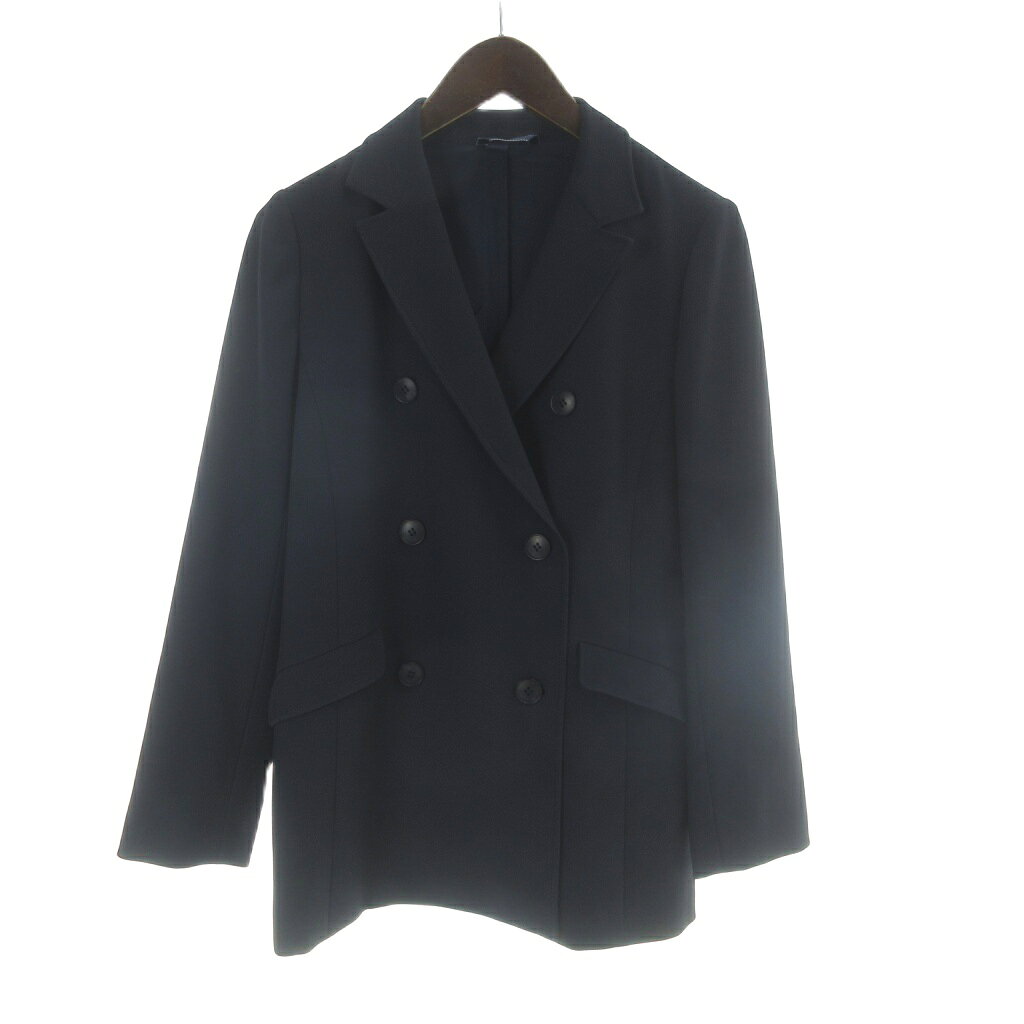樂天商城 - 【中古】レリアン Leilian ジャケット 上着 9 ダークネイビー ダブルブレスト ノッチドラペル 長袖 /AB ■OS レディース 【ベクトル 古着】 260216