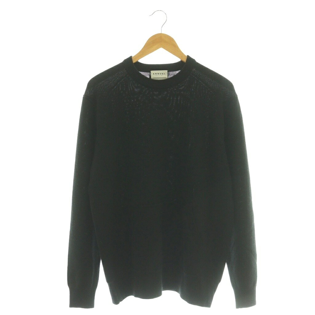 【中古】アニュアル ANNUAL Pocket Pullover カジュアルにもドレスにも合うシンプルニット セーター L ブラック /DF ■OS ■SH レディース 【ベクトル 古着】 260219