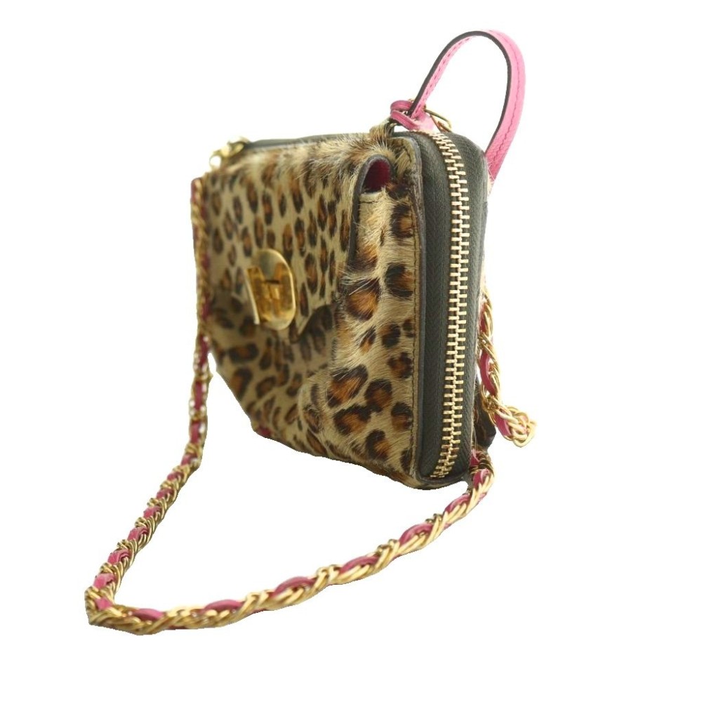 【中古】ADMJ アクセソワ Accessoires De Mademoiselle ハラコチェーンウォレット ショルダー 長財布 ベージュ 茶 ブラウン /SS ■OS レディース 【ベクトル 古着】 260217
